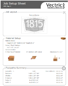 Vectric VCarve Pro Create Job Sheet