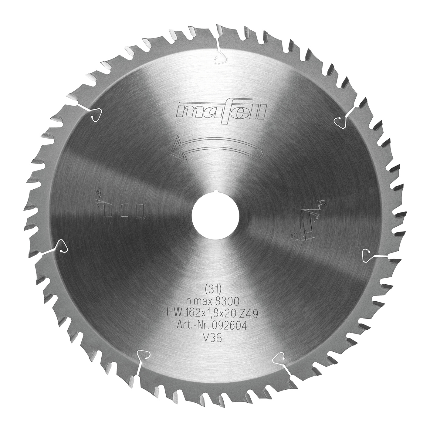 Mafell - Saw blade GT, 162 x 1,2/1,8 x 20 mm, Z49-7, 3WZ/FZ, for fine cuts in wood, board materials