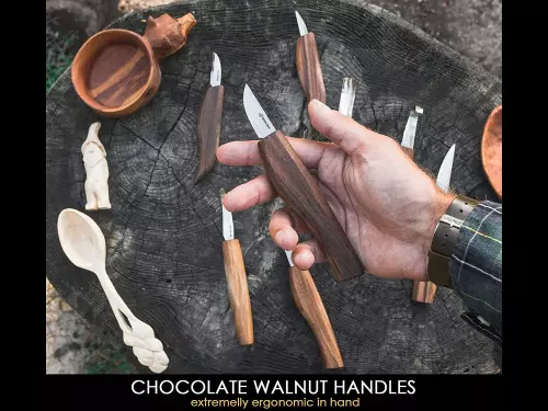 BeaverCraft - S50X - Deluxe Large Wood Carving Set With Walnut Handles 