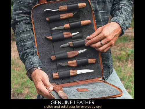 BeaverCraft - S50X - Deluxe Large Wood Carving Set With Walnut Handles 