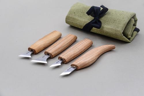 BeaverCraft – Geometric Wood Carving Knife Set (4 knives in roll)