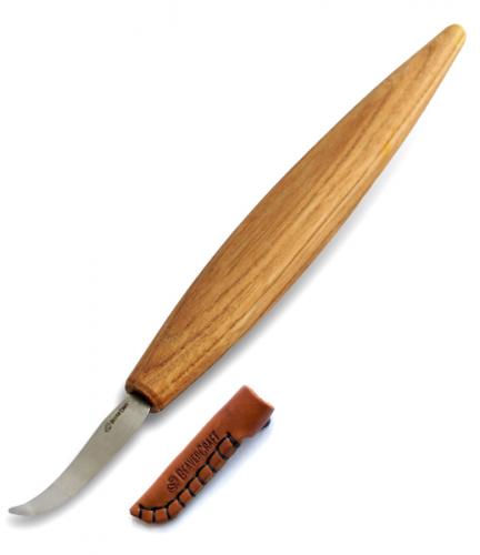 BeaverCraft – Lusikkapuukko (Halk. 90mm) – SK3 (pitkä) + Nahkasuoja - Vasenkätinen