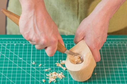 BeaverCraft – Spoon Carving Knife Deep Cut Bevels with Leather sheath - Lefthanded