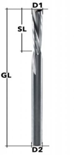 Jyrsinterä alaspäin leikkaava Z2 (Tasapohjainen END-MILL) - Ø2mm S=3mm B=10 L=50