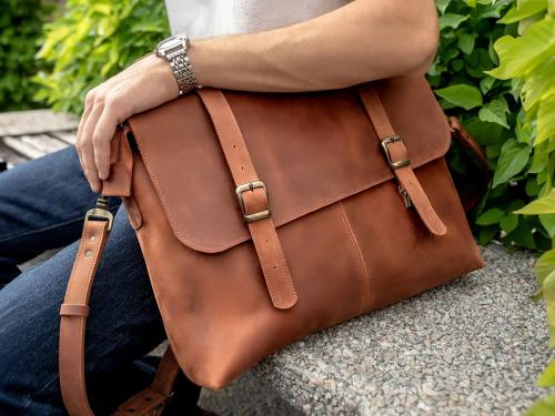 Beavercraft - Ardor - Leather Satchel Bag for Men, Brown