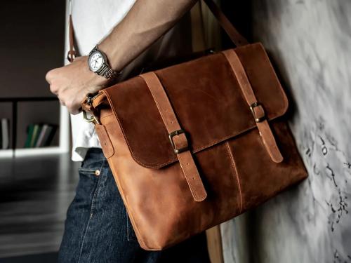 Beavercraft - Ardor - Leather Satchel Bag for Men, Brown