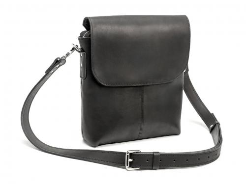 Beavercraft - Grip - Leather Flap Over Shoulder Bag for Men, Black
