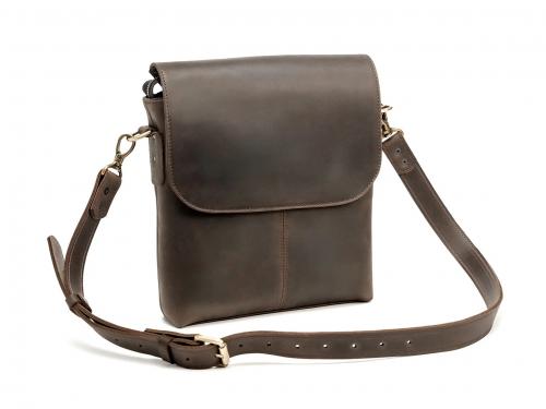 Beavercraft - Grip - Leather Flap Over Shoulder Bag for Men, Chocolate