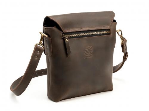 Beavercraft - Grip - Leather Flap Over Shoulder Bag for Men, Chocolate