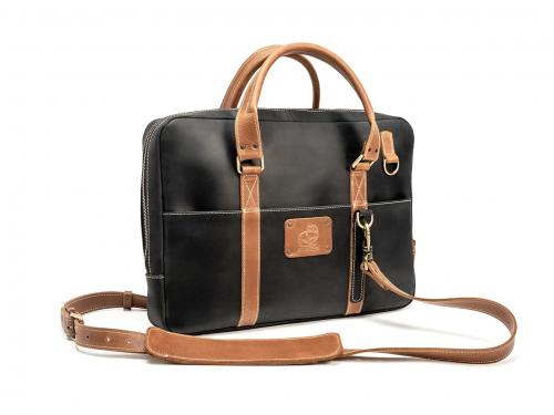 Beavercraft - Intense - Leather Business Laptop Bag, Black