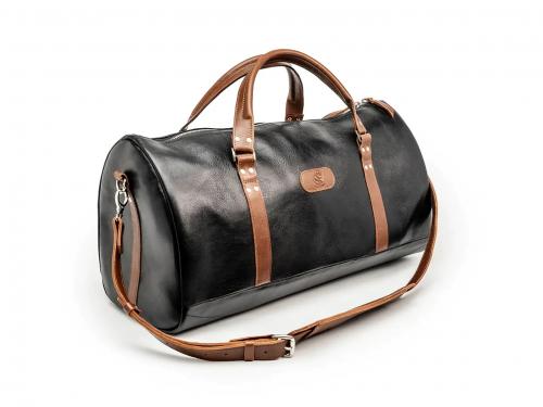 Beavercraft - Journey - Leather Travel Luggage Duffel Bag, Black