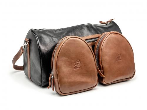 Beavercraft - Journey - Leather Travel Luggage Duffel Bag, Black