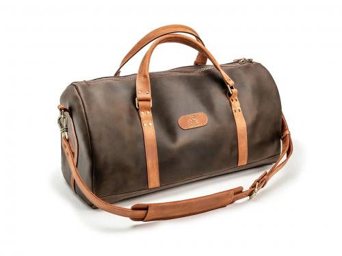 Beavercraft - Journey - Leather Travel Luggage Duffel Bag, Chocolate