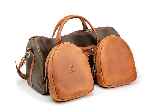 Beavercraft - Journey - Leather Travel Luggage Duffel Bag, Chocolate