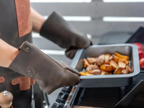 Beavercraft - Leather Heat-Resistant BBQ Grilling Gloves, Brown