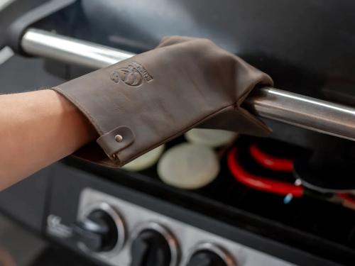 Beavercraft - Leather Heat-Resistant BBQ Grilling Gloves, Brown