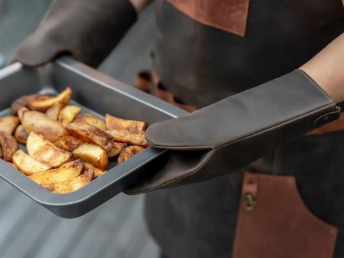 Beavercraft - Leather Heat-Resistant BBQ Grilling Gloves, Brown