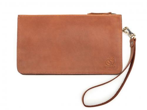 Beavercraft - Maverick - Leather Clutch Wristlet Hand Bag for Men, Brown