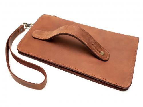 Beavercraft - Maverick - Leather Clutch Wristlet Hand Bag for Men, Brown