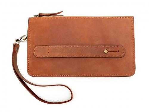 Beavercraft - Maverick - Leather Clutch Wristlet Hand Bag for Men, Brown