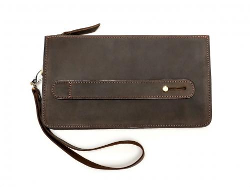 Beavercraft - Maverick - Leather Clutch Wristlet Hand Bag for Men, Chocolate