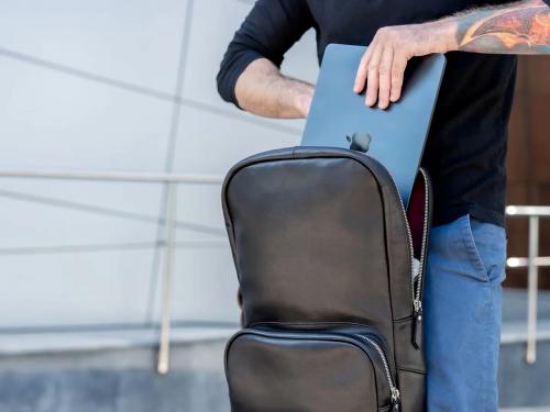 Beavercraft - Steadfast - Leather Laptop Backpack for Men, Black