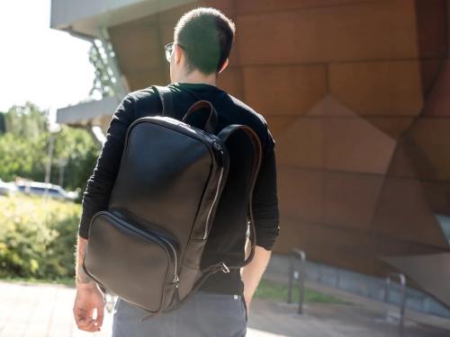 Beavercraft - Steadfast - Leather Laptop Backpack for Men, Black