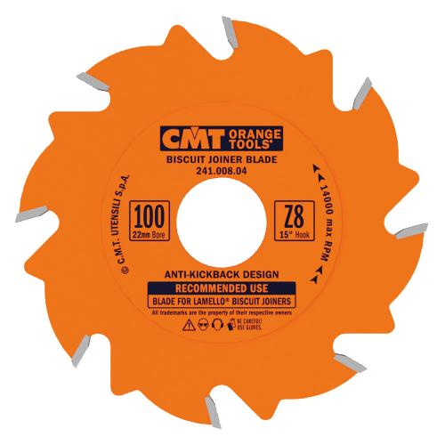 241.008.04 - CMT - BISCUIT JOINER BLADE HW 100X3.96/3.1-3.8X22 Z8 FLAT