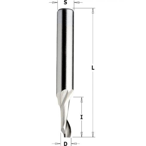 Suora Spiraalijyrsinterä Alumiinille HSS - Z1 D=3X12X60 S=8 RH