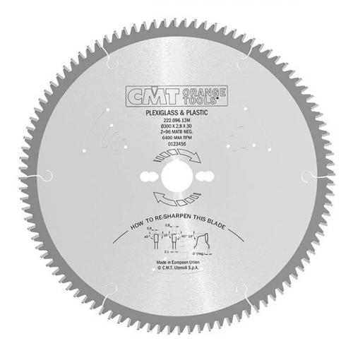 222.080.10M - CMT - SAW BLADE FOR PLEXIGLASS AND PLASTICS D=250X2.8X30 Z=80 MATB
