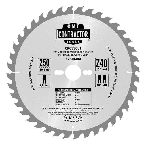 K250M-X02 - CMT - 2-PC SAW BLADE PACK 250x2.6/1.8x30 Z24+40 ATB