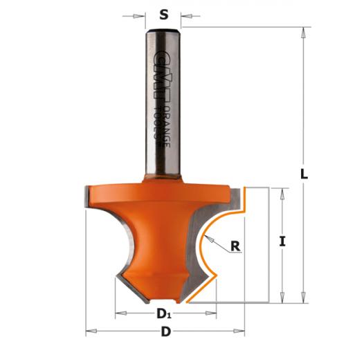 BEAD ROUTR BIT 45° HW S=8 D=36X25 R=8