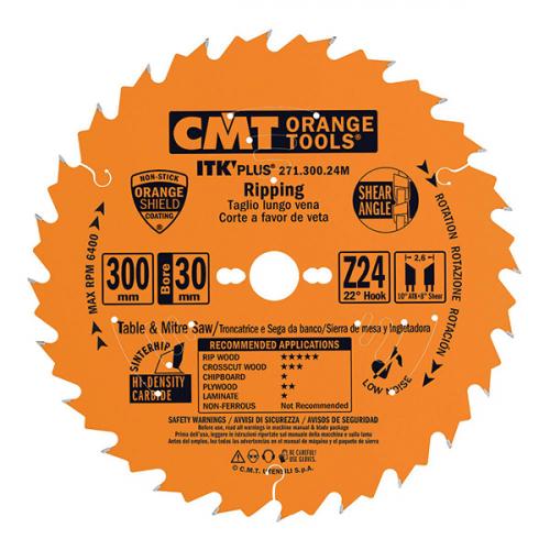 271.160.24H - CMT - ITK PLUS RIP AND CROSSCUT SAW BLADE HW 160X1.7X20(+16) Z=24  ATB+SHEAR