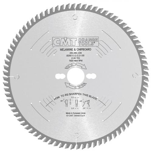 281.061.10M - CMT - LAMINATE-CHIPBOARD SAW BLADE250X3.2X30 Z60 -6HWG