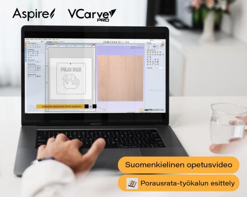 Opetusvideo - VCarve / Aspire - Poraus-työstörata - perusteet (0:50)
