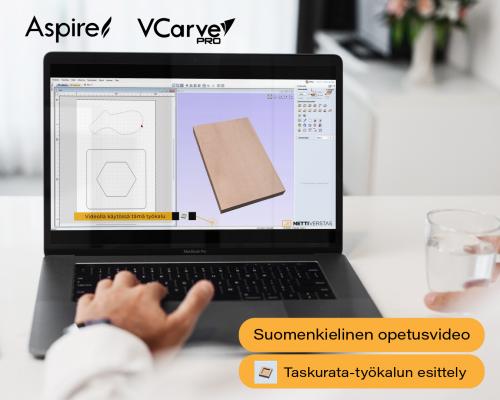Opetusvideo - VCarve / Aspire - Taskujyrsintä - perusteet (1:55)