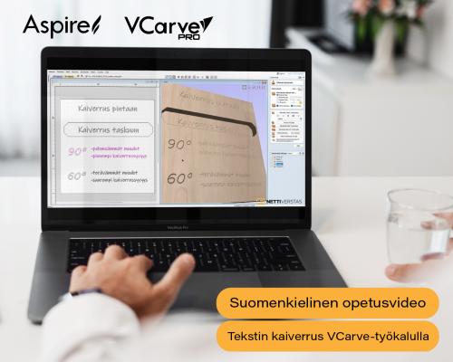 Opetusvideo - VCarve / Aspire - Tekstinkaiverrus - perusteet (3:48)