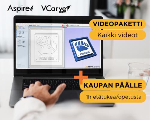PAKETTI - VCarve / Aspire - Kaikki opetusvideot + 1h etätukea/opetusta