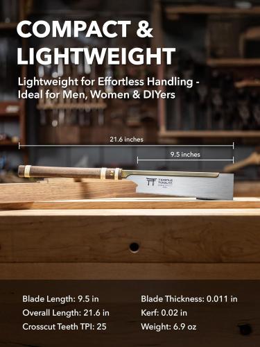 Temple Tool D-240-C — Japanese dozuki backsaw 240 mm, fine crosscut teeth (0.5 / 0.3 / 25 TPI)