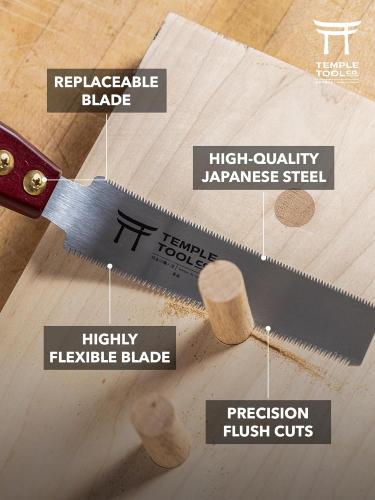 Temple Tool F-6 — japanilainen tasasaha 150 mm, haritamaton kaksiteräinen vetosaha (0.45 / 0.4 / 17/20 TPI)