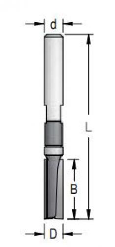 WPW - Template router bit with upper bearing - extra small Diameter - D=4,8 B=12 L=51 - PFT20483