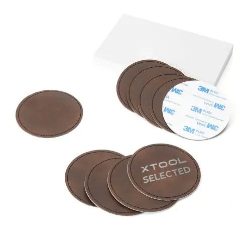 xTool - kaiverrettava PU-nahkapaikka, pyöreä, ruskeasta hopeaan (10 kpl)