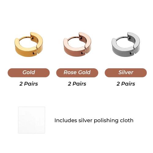 xTool - Stainless Steel Earrings, Hoop (6 pcs)