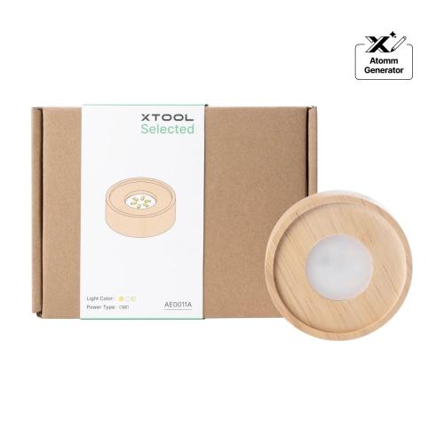 xTool - puinen LED-valojalusta, pyöreä, paristokäyttöinen, LED-jalusta