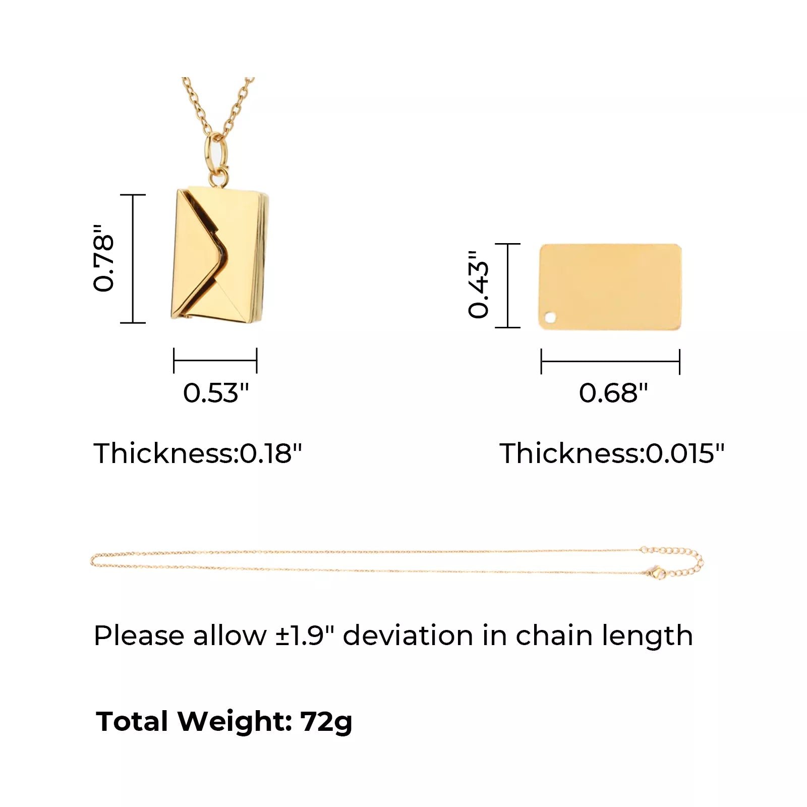 xTool - Stainless Steel Envelope Necklace (3 pcs)
